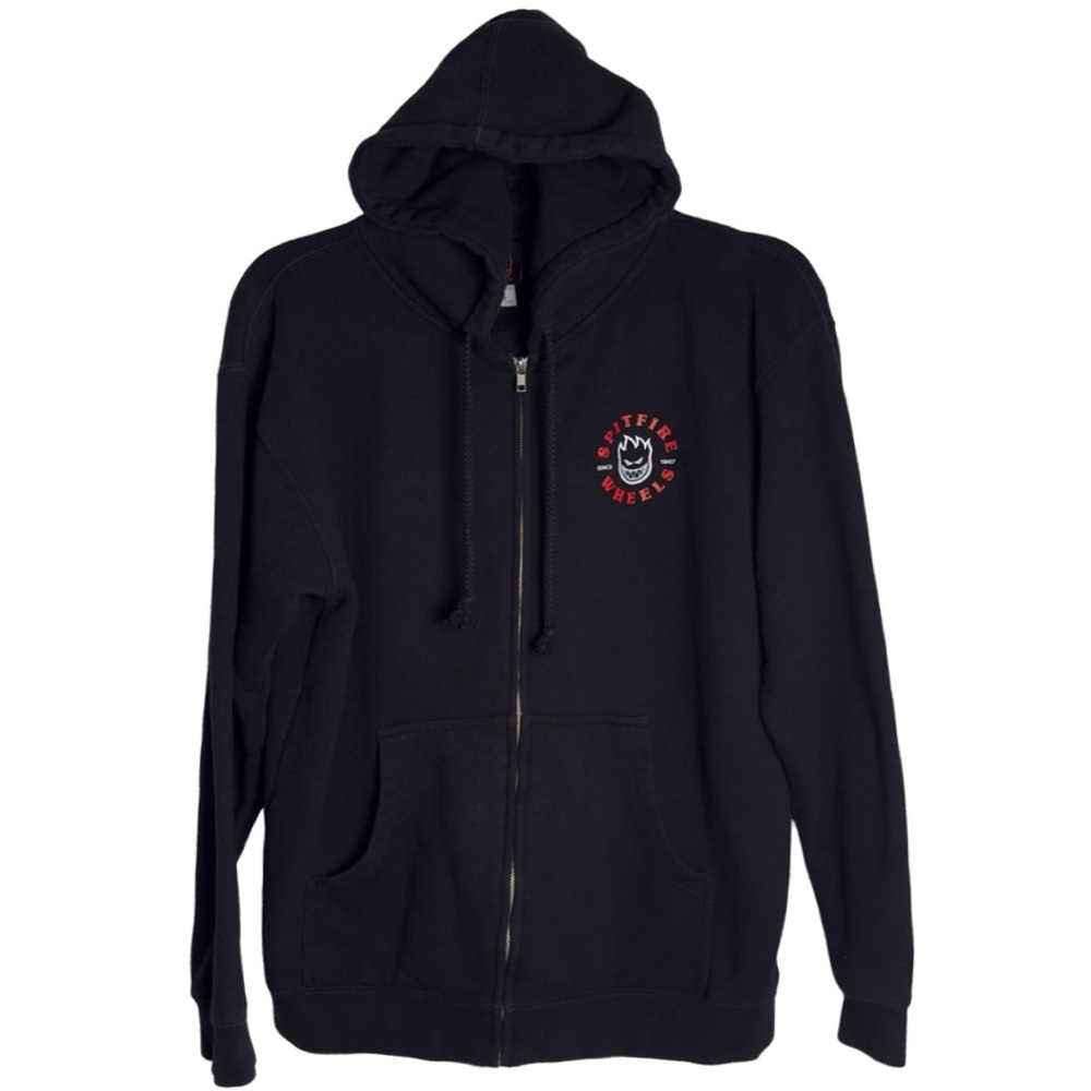 Spitfire The End Double Sided Logo Black Hoodie Y2K Skater Size M
